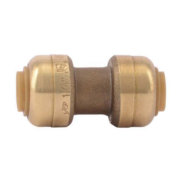 DZR Brass Coupling, 1/4 in Tube Size