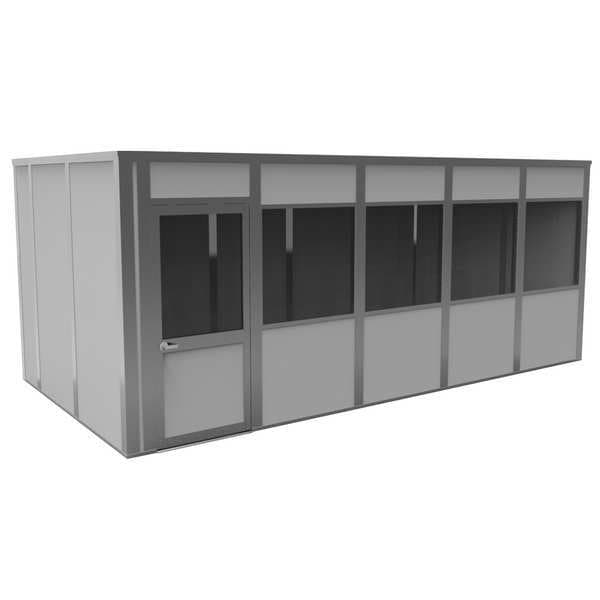 4-Wall Modular In-Plant Office, 8 ft H, 20 ft W, 10 ft D, Gray