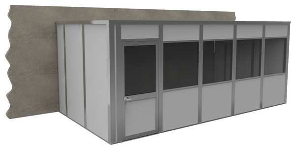 3-Wall Modular In-Plant Office, 8 ft H, 20 ft W, 10 ft D, Gray