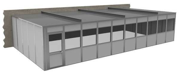 3-Wall Modular In-Plant Office, 8 ft H, 40 ft W, 20 ft D, Gray