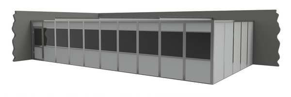 2-Wall Modular In-Plant Office, 8 ft H, 40 ft W, 20 ft D, Gray