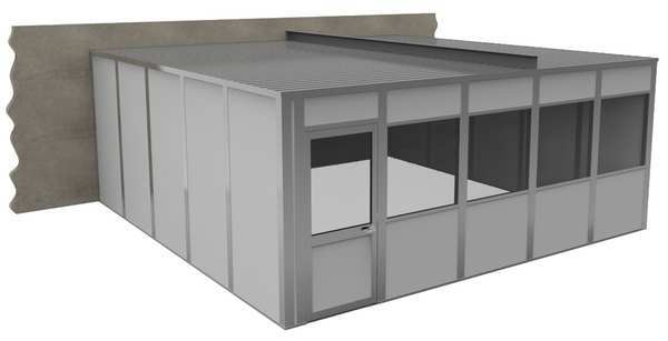 3-Wall Modular In-Plant Office, 8 ft H, 20 ft W, 20 ft D, Gray