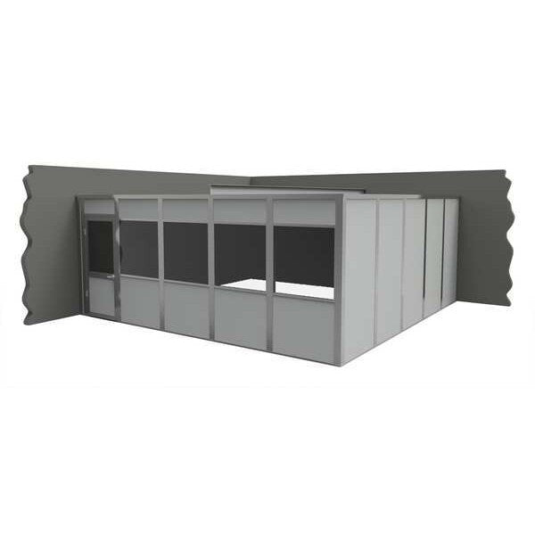 2-Wall Modular In-Plant Office, 8 ft H, 20 ft W, 20 ft D, Gray