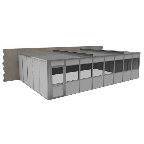 3-Wall Modular In-Plant Office, 8 ft H, 32 ft W, 20 ft D, Gray