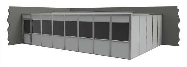 2-Wall Modular In-Plant Office, 8 ft H, 32 ft W, 20 ft D, Gray