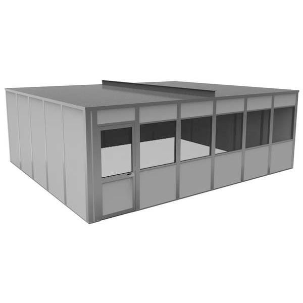 4-Wall Modular In-Plant Office, 8 ft H, 24 ft W, 20 ft D, Gray