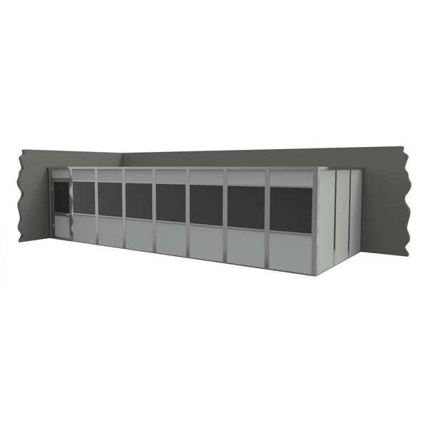2-Wall Modular In-Plant Office, 8 ft H, 32 ft W, 12 ft D, Gray