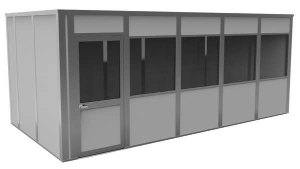 4-Wall Modular In-Plant Office, 8 ft H, 20 ft W, 10 ft D, Gray