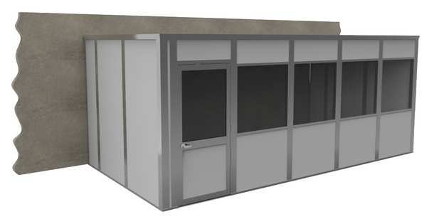 3-Wall Modular In-Plant Office, 8 ft H, 20 ft W, 10 ft D, Gray