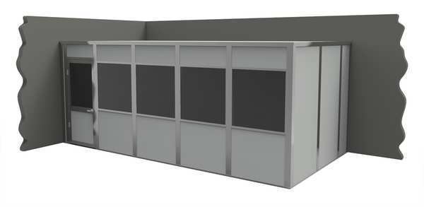 2-Wall Modular In-Plant Office, 8 ft H, 20 ft W, 10 ft D, Gray