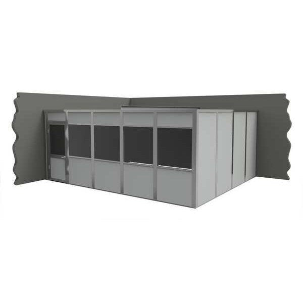 2-Wall Modular In-Plant Office, 8 ft H, 20 ft W, 16 ft D, Gray