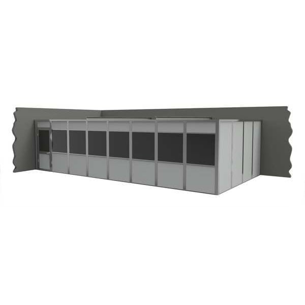 2-Wall Modular In-Plant Office, 8 ft H, 32 ft W, 16 ft D, Gray