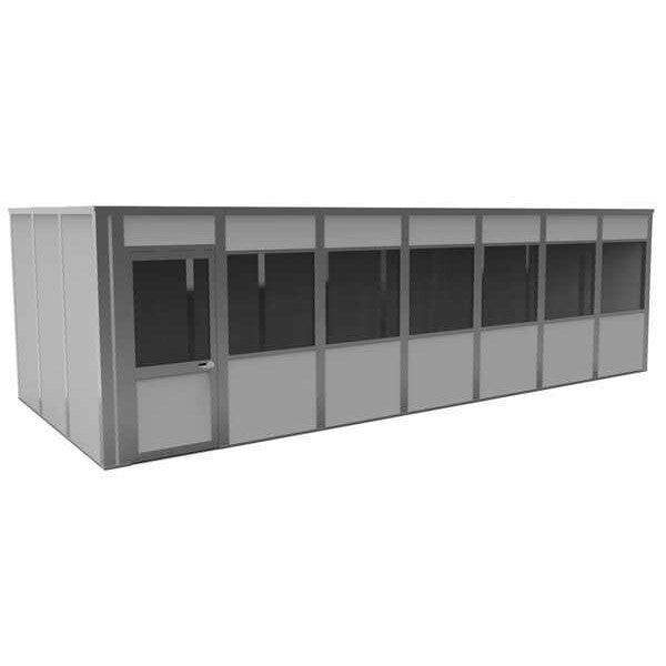 4-Wall Modular In-Plant Office, 8 ft H, 28 ft W, 12 ft D, Gray