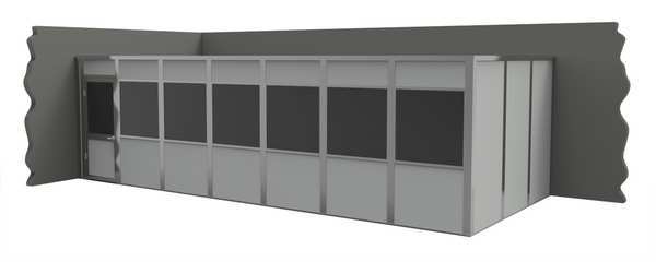 2-Wall Modular In-Plant Office, 8 ft H, 28 ft W, 12 ft D, Gray