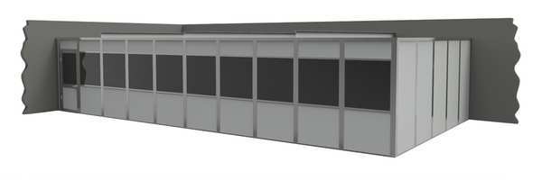 2-Wall Modular In-Plant Office, 8 ft H, 40 ft W, 20 ft D, Gray