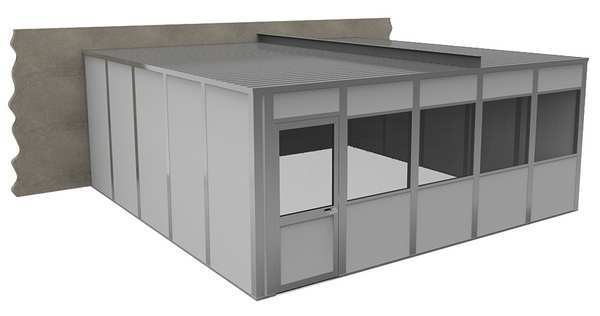 3-Wall Modular In-Plant Office, 8 ft H, 20 ft W, 20 ft D, Gray