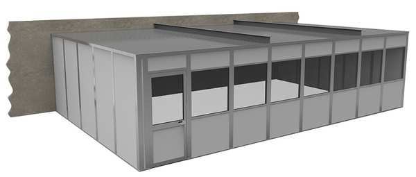 3-Wall Modular In-Plant Office, 8 ft H, 32 ft W, 20 ft D, Gray