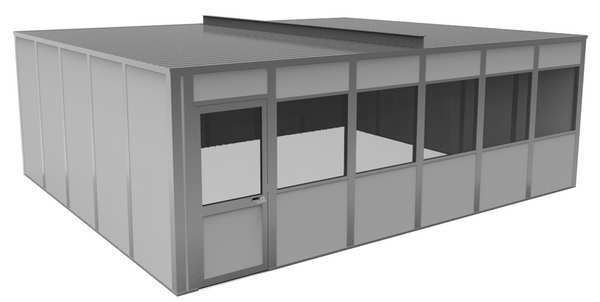 4-Wall Modular In-Plant Office, 8 ft H, 24 ft W, 20 ft D, Gray