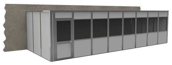 3-Wall Modular In-Plant Office, 8 ft H, 32 ft W, 12 ft D, Gray