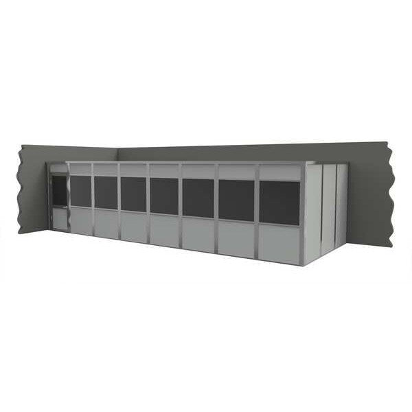 2-Wall Modular In-Plant Office, 8 ft H, 32 ft W, 12 ft D, Gray
