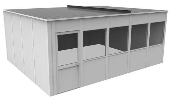 4-Wall Modular In-Plant Office, 8 ft H, 20 ft W, 16 ft D, White