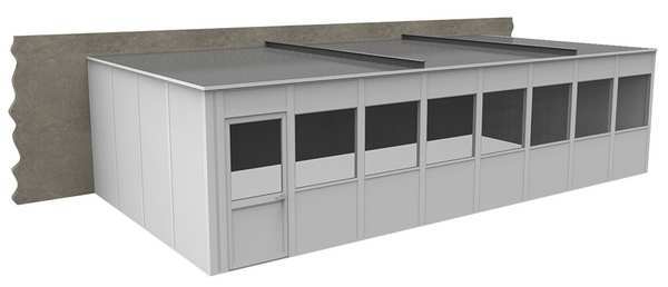 3-Wall Modular In-Plant Office, 8 ft H, 32 ft W, 16 ft D, White