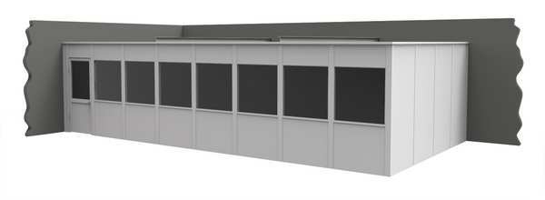 2-Wall Modular In-Plant Office, 8 ft H, 32 ft W, 16 ft D, White