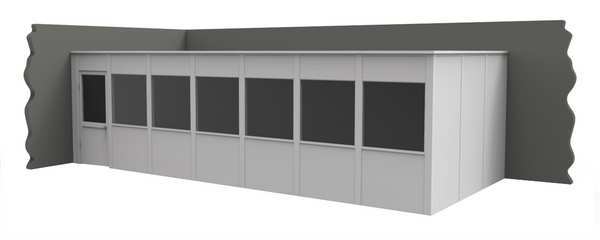 2-Wall Modular In-Plant Office, 8 ft H, 28 ft W, 12 ft D, White