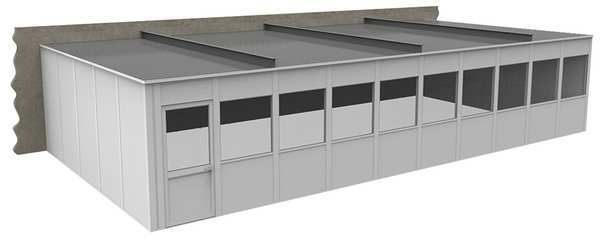 3-Wall Modular In-Plant Office, 8 ft H, 40 ft W, 20 ft D, White