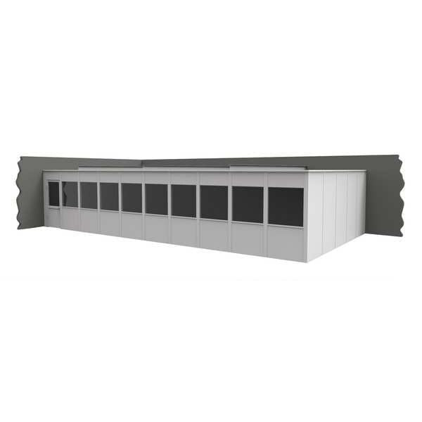 2-Wall Modular In-Plant Office, 8 ft H, 40 ft W, 20 ft D, White