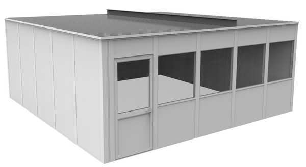 4-Wall Modular In-Plant Office, 8 ft H, 20 ft W, 20 ft D, White