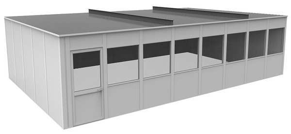 4-Wall Modular In-Plant Office, 8 ft H, 32 ft W, 20 ft D, White