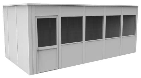 4-Wall Modular In-Plant Office, 8 ft H, 20 ft W, 10 ft D, White