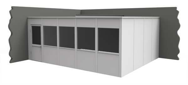 2-Wall Modular In-Plant Office, 8 ft H, 20 ft W, 16 ft D, White