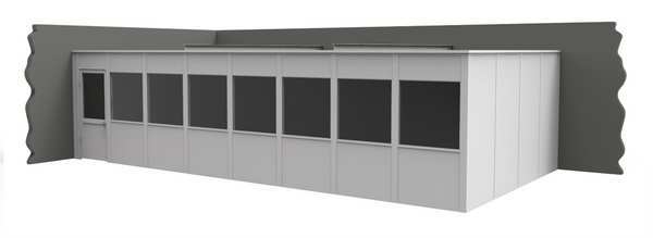 2-Wall Modular In-Plant Office, 8 ft H, 32 ft W, 16 ft D, White