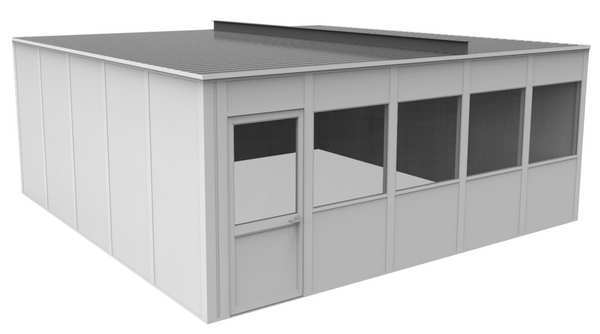 4-Wall Modular In-Plant Office, 8 ft H, 20 ft W, 20 ft D, White