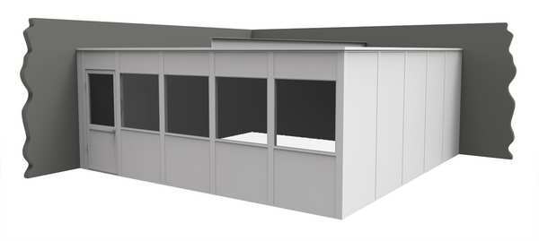 2-Wall Modular In-Plant Office, 8 ft H, 20 ft W, 20 ft D, White