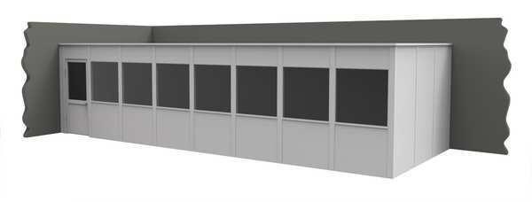 2-Wall Modular In-Plant Office, 8 ft H, 32 ft W, 12 ft D, White