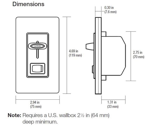 Lighting Dimmer, Rocker/Slide, White