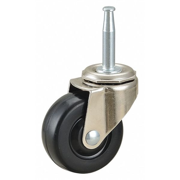 Swivel Stem Caster, Rubber, 2 in., 75 lb.