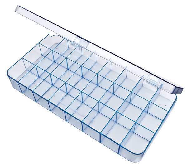 Compartment Box with 24 compartments, Plastic, 1 11/16 in H x 9 in W