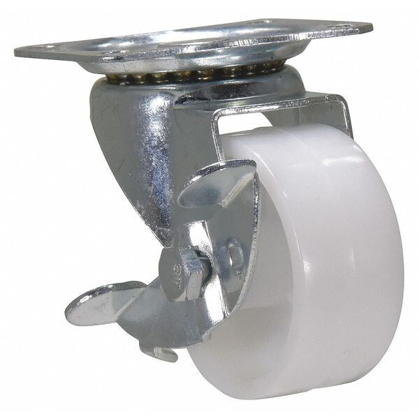 White Polypropylene 2 x 13/16 Swivel With Brake Caster