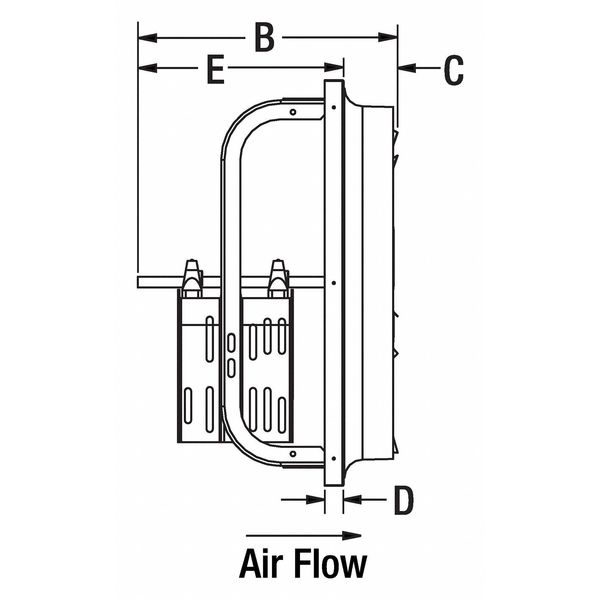 Medium Duty Exhaust Fan with Motor and Drive Package, 36 in Blade Dia, 208-230/460V AC, 2 hp