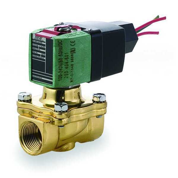 100 to 240V AC/DC Brass Solenoid Valve, Normally Closed, 2 in Pipe Size