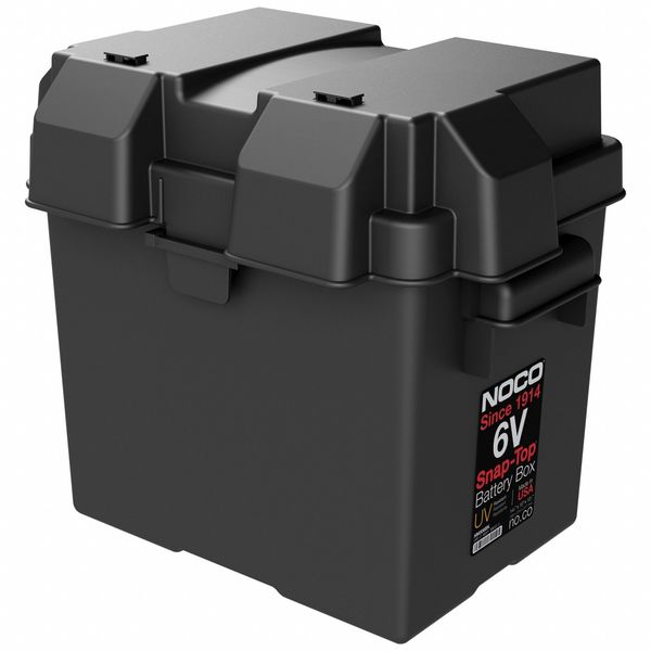 Battery Box, Snap Closure, Black, Plastic