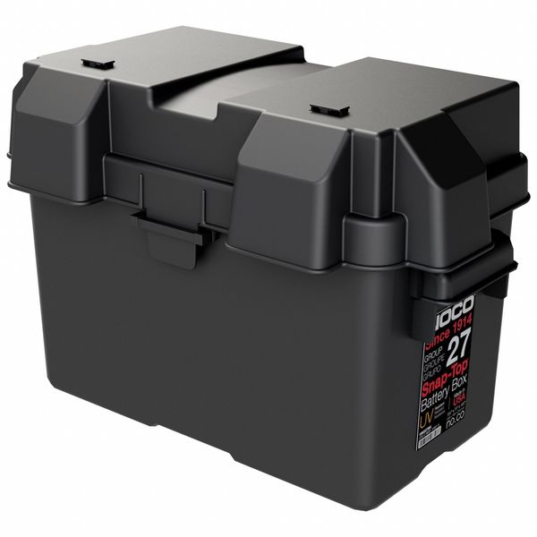 Battery Box, Snap Closure, Black, Plastic