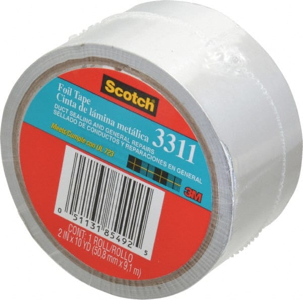 2" X 10 Yds Silver Foil Tape3.6 Mil, Rub