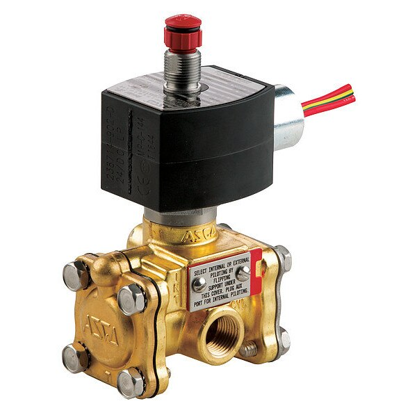 24V DC Brass Solenoid Valve, Normally Closed, 3/8 in Pipe Size