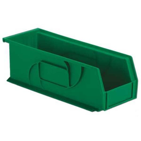 Hang & Stack Storage Bin, Green, Plastic, 14 3/4 in L x 5 1/2 in W x 5 in H, 40 lb Load Capacity