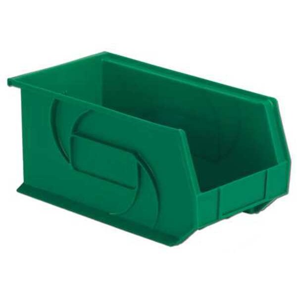 Hang & Stack Storage Bin, Green, Plastic, 14 3/4 in L x 8 1/4 in W x 7 in H, 40 lb Load Capacity